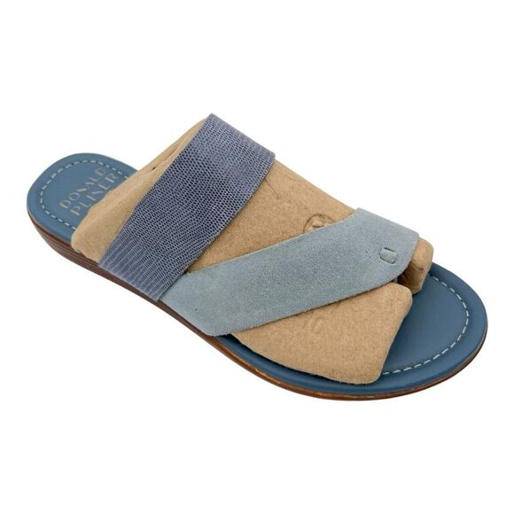 Donald Pliner Women's Galena Leather Toe Post Slip-On Sandals Blue Size 8 Blue - Picture 2 of 7